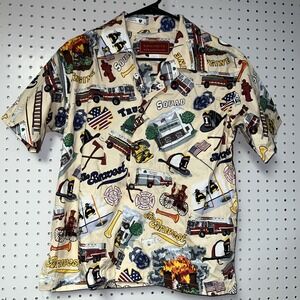Kimoshan Fire Department Hawaiian All Over Print Shirt Firefighter Rescue Engine